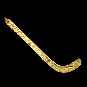 14k Yellow Gold Sports Theme Field Hockey Stick Charm Pendant